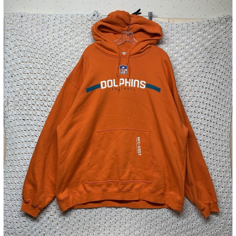 Miami Dolphins Footbal NFL Hoodie Sweatshirt‎ RBK Mens Size 2XL Orange AFC EAST